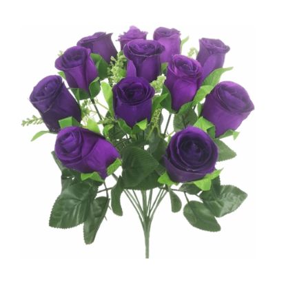 Picture of 34cm ROSEBUD BUSH (12 HEADS) PURPLE